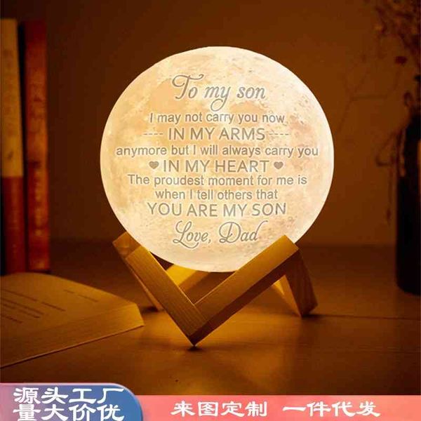 

small night 3d printing moon give son creative gift small table lamp