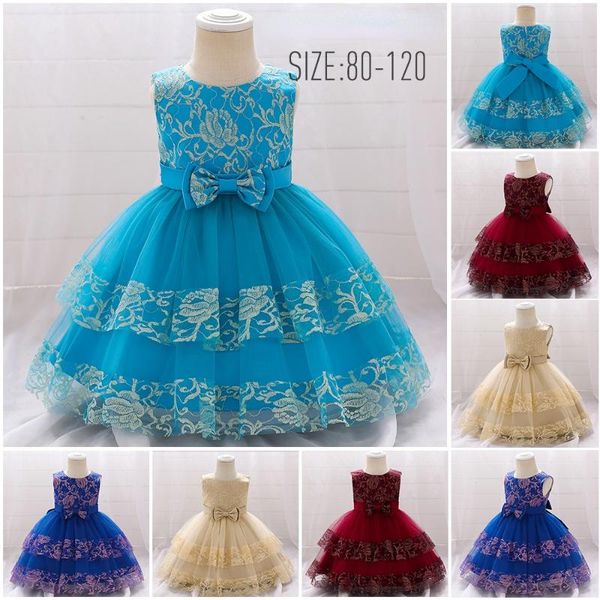 

girl's dresses 2021 infant boen party 1 birthday dress for baby girl clothes lace princess baptism retro embroidery gown, Red;yellow