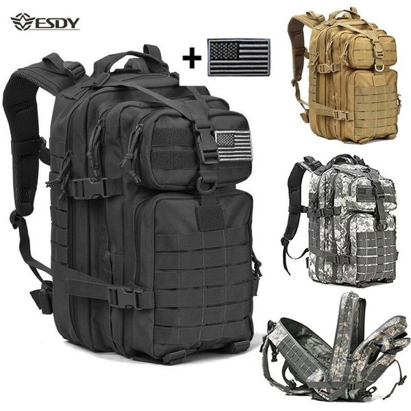 Pacote de assalto mochila 40l tático exército exército molle impermeável saco pequeno mochila para caminhadas ao ar livre Camping caça