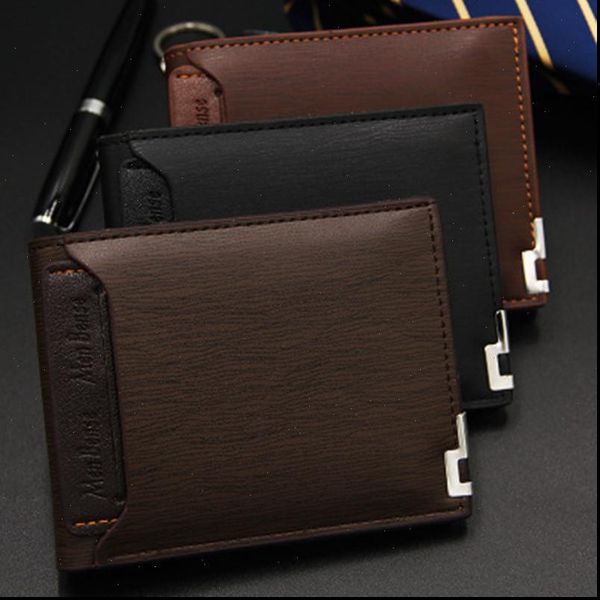 

style mens wallet short multi function fashion casual iron edge card, Red;black