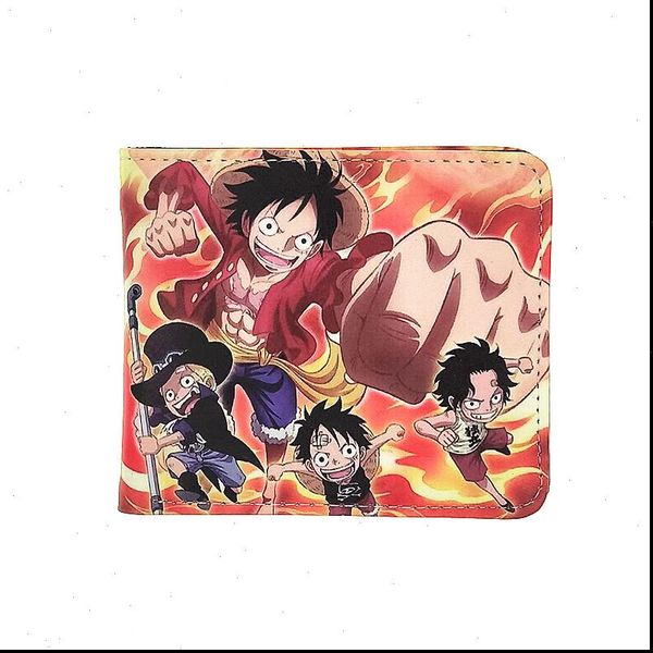 

janpanese series luffy one piece wallet short cion zipper kids purse bleach gin tama wallets for children, Red;black