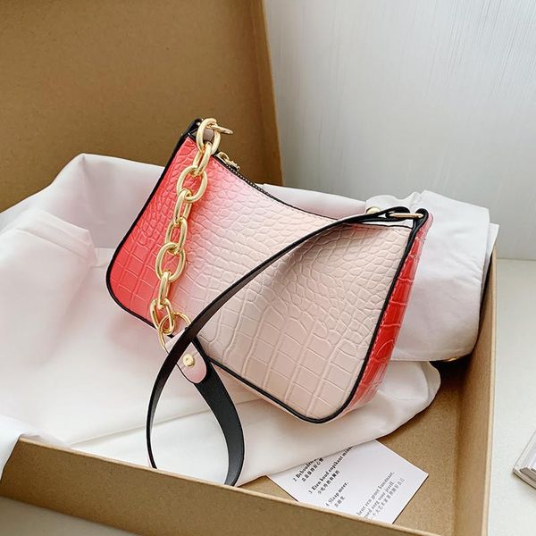 

summer fashion shoulder bag stone grain gradient color handbag designer chain ladies casual wallet bolsos evening bags