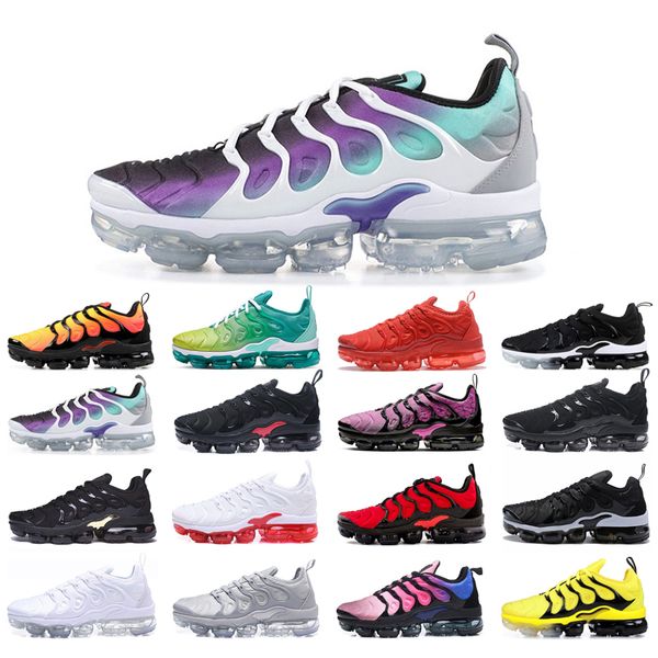 

plus running shoes mens womens triple white bumblebee bred core black dmp sunset blue fury zebra aurora green psychic pink lemon lime grey s, White;red
