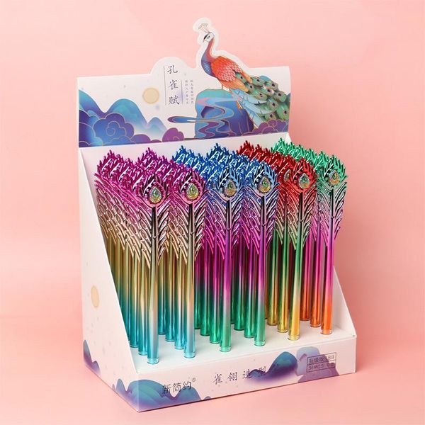 

gel pens 36 pcs/lot creative peacock feather cute black ink signature promotional gift stationery school supplies
