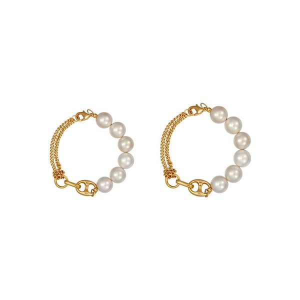 

charm bracelets design fashion stitching chain pig nose pearl bracelet temperament jewelry women, Golden;silver
