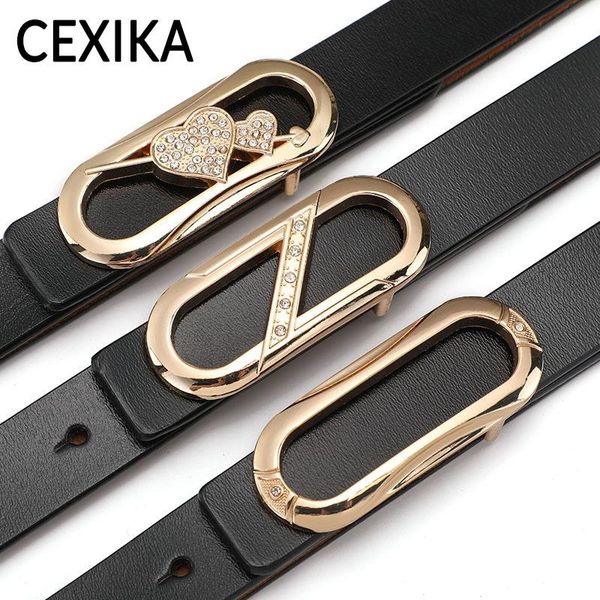 

genuine leather belts for women thin 2.4cm width female smooth alloy buckle waist straps fashion jeans cinturones para mujer, Black;brown
