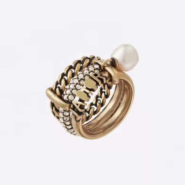 

ring d family letter female 2021 dijia cd star three layer di, Silver