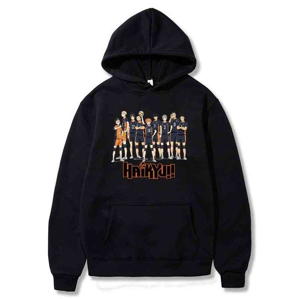 

hoodie japanese animation volleyball youth simple print new style sweater, Black