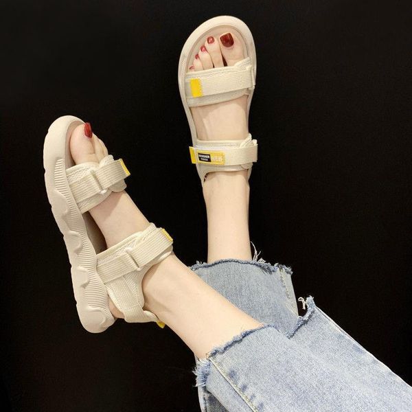 

sandals sports women 2021 fashion summer female tide the student flat women's shoes platform, Black