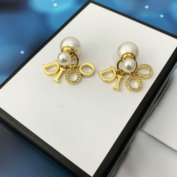 

d family baby same pearl earrings female euramerican dijia star net popular letter s925 silver pin earrings, Golden;silver