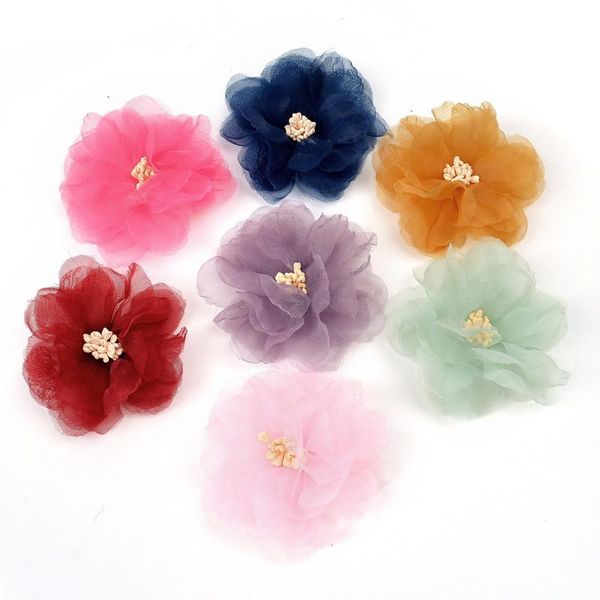 

100pcs / lot 5.5cm artificial gauze cherry flower head diy handmade wreath headdress wedding home decoration decorative flowers & wreaths