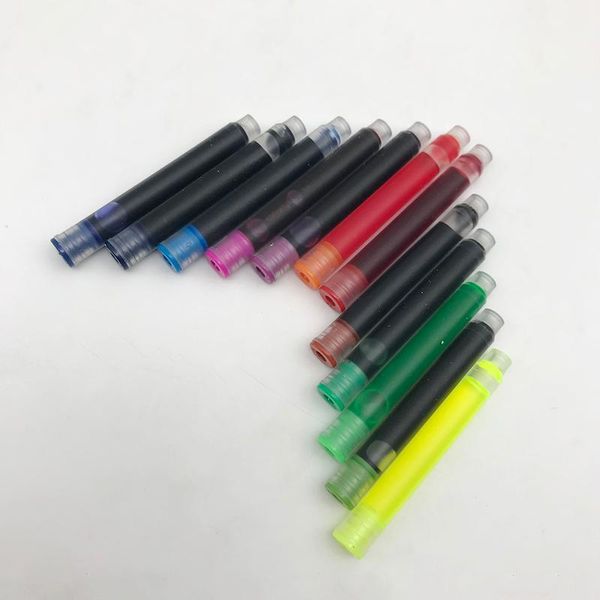 

fountain pens 10pcs jinhao universal portable ink cartridge 12 colors for choose non-carbon pen refill 2.6mm caliber colored