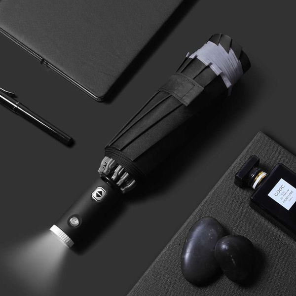 

full automatic led flashlight with reverse umbrella folding windproof and sunshade print