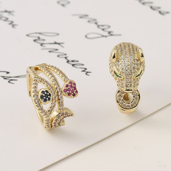 

jewelry copper micro inlaid zircon lucky eye leopard ring, Silver