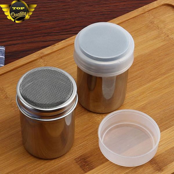 

baking & pastry tools small and large size stainless steel chocolate shaker icing sugar powder flour cocoa coffee sifter shakers with cover