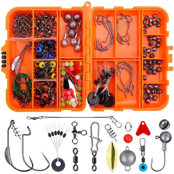 

213pcs/box fishing accessories toolbox hook lead bite set outdoor