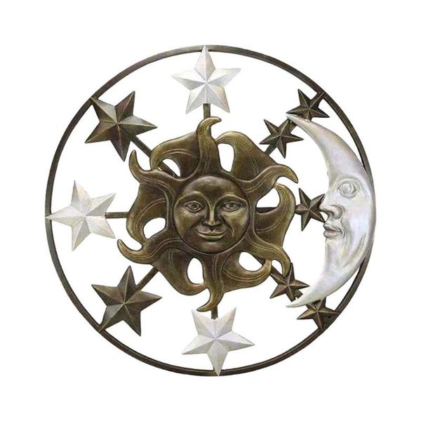 

decorative objects & figurines wrought iron sun moon metal art hanging pendant living room background wall decor vintage ornament for indoor
