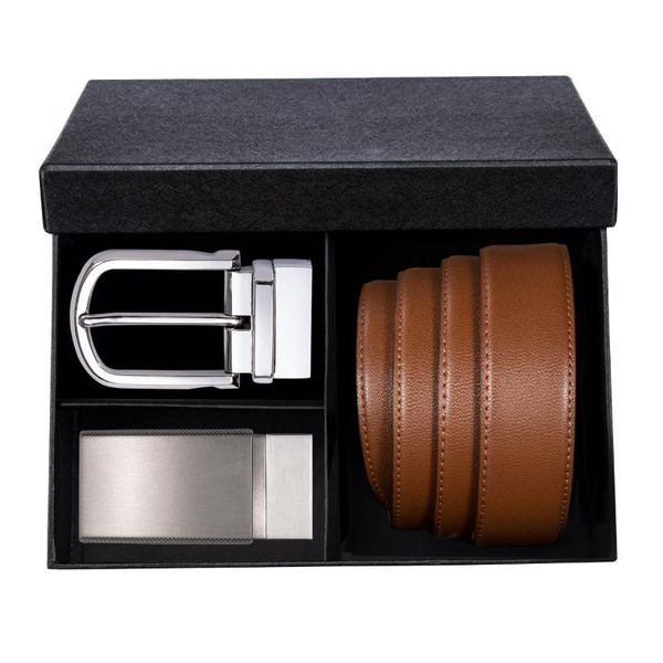 

hi-tie brown belt men business pin buckle trouser jeans strap cowhide genuine leather luxury mens belts, Black;brown