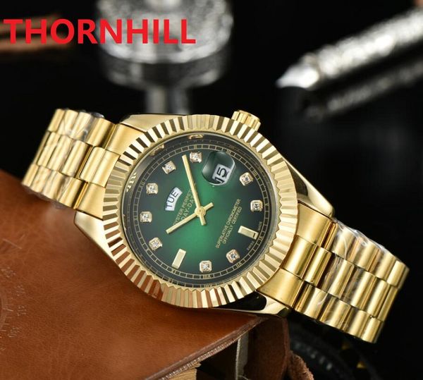 Mens day date relógios de quartzo 40mm pulseira de aço inoxidável fina e sólida de alta qualidade safira super tempo de fábrica Relógios de pulso clássicos reloj de lujo