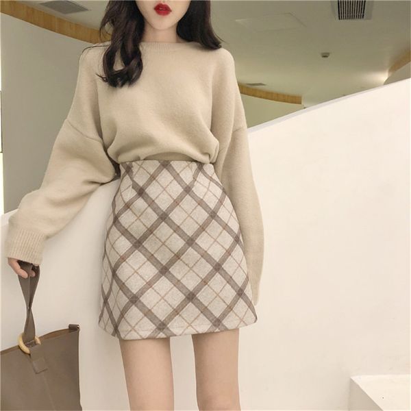 

skirts winter woman thin wool cloth fashion high female waist knitting skirt, Black