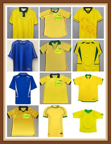 

94 98 20 02 04 06 brazll retro soccer jersey ronaldo romario kaka ronaldinho maillot de futol r.carlos brazii brazilian football shirt, Black;yellow