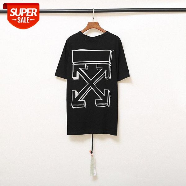 

brand ow series hand-painted sketch reflective arrow couple loose t-shirt short sleeve #qt4v, White;black