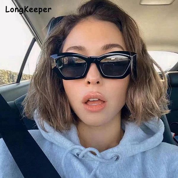 

vintage square cat eye sunglasses women gradient sun glasses female small frame hip hop eyewear, White;black