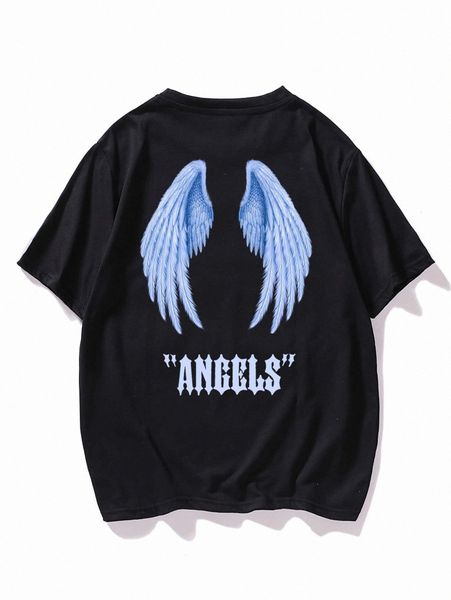 

men letter and wings print tee a5ao#, White;black