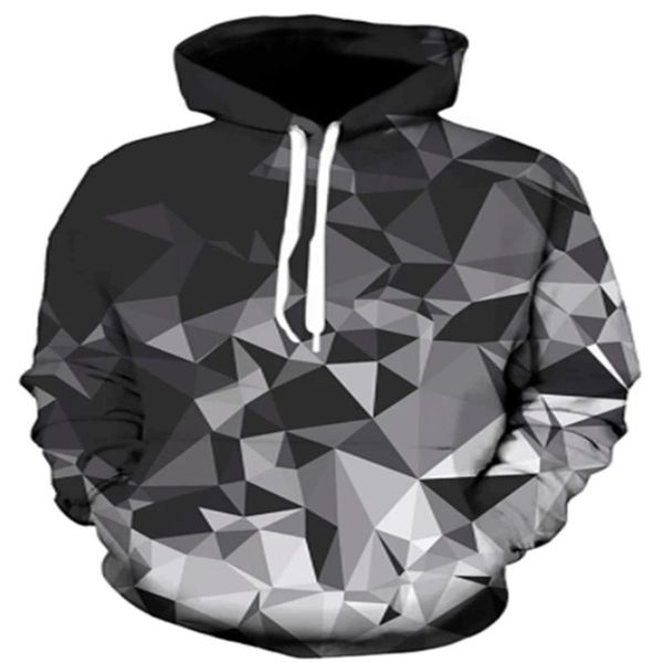 

men's hoodies & sweatshirts 3d prismatic sports pullover hoodie jacket loose cold wake up clothes breathable, sweat-absorbent and comfo, Black