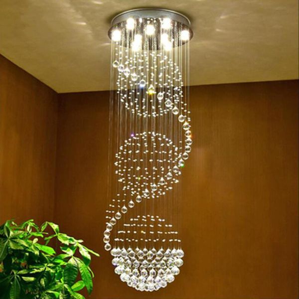 

ceiling lights modern long led spiral living crystal chandeliers lighting indoor fixture for staircase stair lamp showcase bedroom el hall