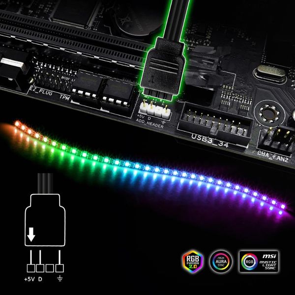 

strips addressable rgb pc led strip, ws2812b rainbow strip for case, 5v 3-pin asus aura sync, msi mystic light sync motherboard