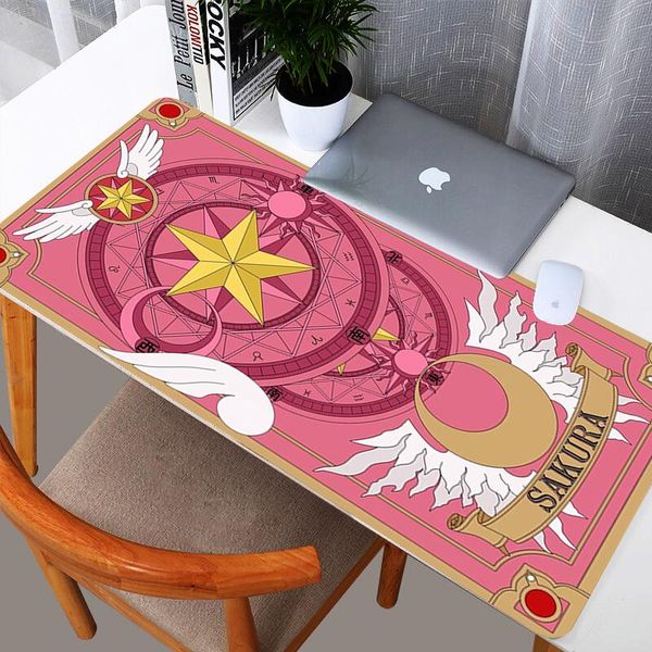 

mouse pads & wrist rests sakura kuluo card gaming pad large size 90x40cm anime cardcaptor mousepad overlocking edge computer mat