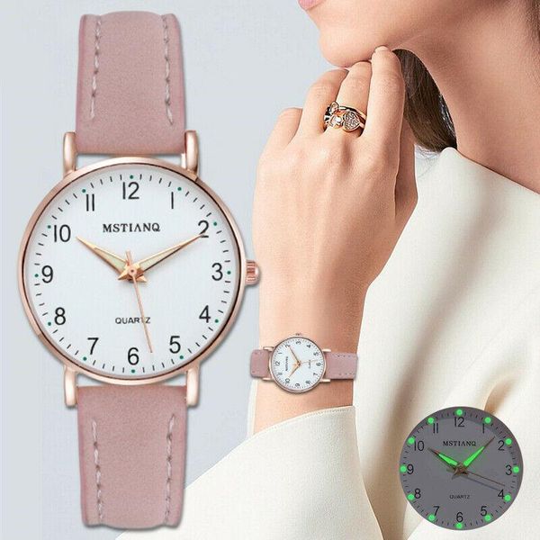 

wristwatches fashion women's casual quartz watches luminous ladies analog wrist watch leather band dress accessories gift 2021, Slivery;brown
