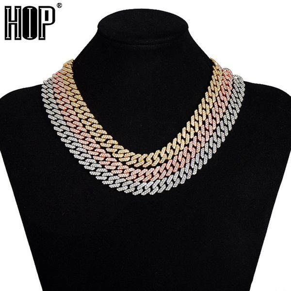 

hip hop 1set 12mm full iced out paved rhinestones miami prong cuban chain cz bling rapper necklaces bracelet for men jewelry x0509, Black