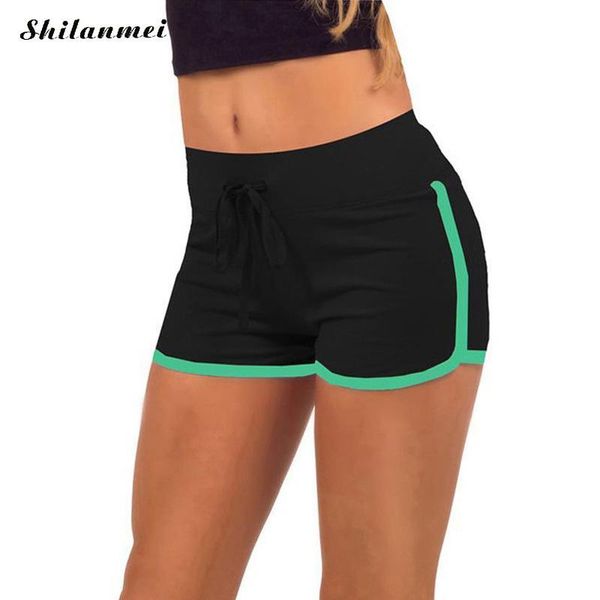

women's shorts causal summer girls women multicolors ladies cotton soft cozy elastic skinny patchwork size s/m, White;black