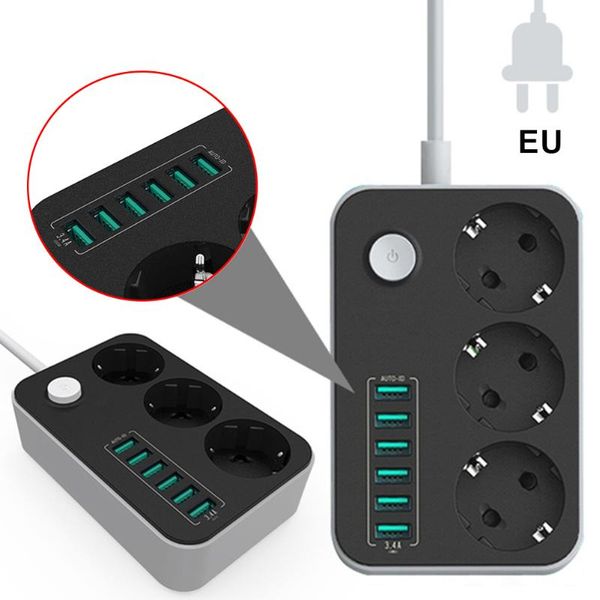 

smart power plugs 6 usb ports 2500w 10a household charger strips universal charging surge protection plug