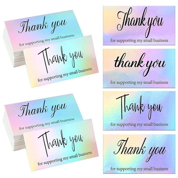 

greeting cards 100 pcs thank you for supporting my small business card decoration gift boxes rainbow