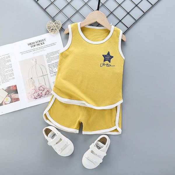 Set di abbigliamento Tuta estiva per bebè Completo nato Set giallo Vestiti per neonati per ragazza Abbigliamento per bambini per bambini