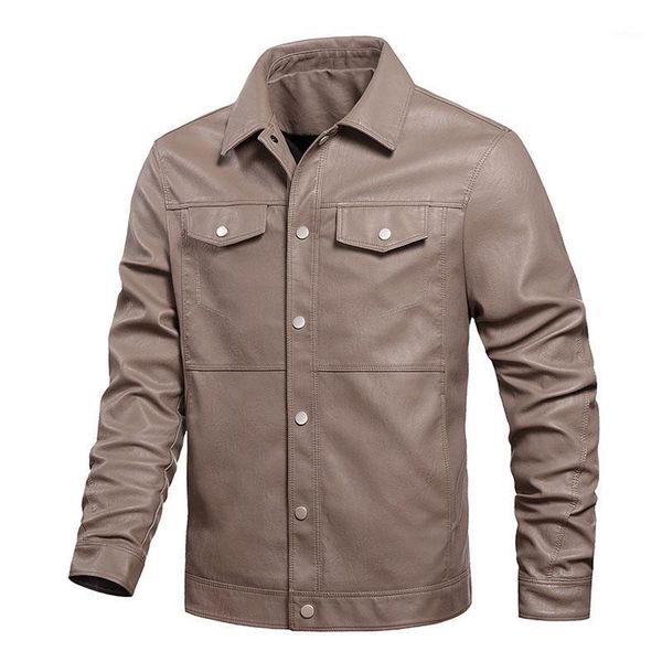 

men's jackets mcikkny fashion men autumn biker leather multi pockets pu outwear coats for male slim fit, Black;brown
