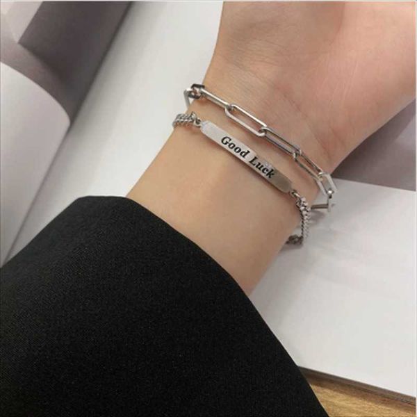 

link, chain double-layered bracelet-shaped strip cuff disc buckle snake-shaped good luck bracelet for womens/friends jewelry wholesale, Black