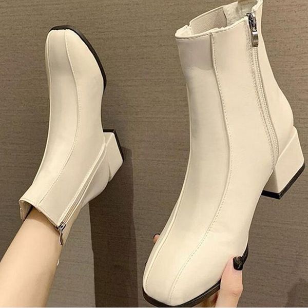 

boots ankle women shoes woman fashion high-heeled retro winter 2021 short fur warm d703, Black