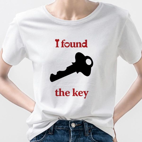 

women's t-shirt summer valentine's day neutral t shirt i found the key letter printed shirts personalized lovers casual creative h, White