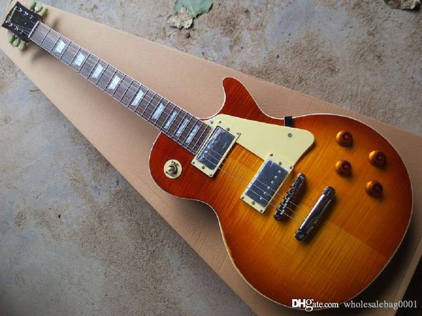 

factory custom shop relic cherry sunburst flame billy signture lp electric guitar wholesale luhg