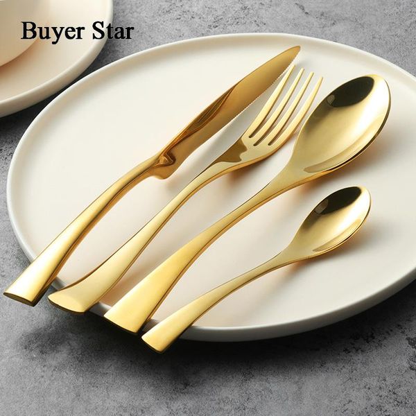 

dinnerware sets buyer star gold flatware set stainless steel cutlery 18/10 utensils kitchen include knife fork spoon service for 4
