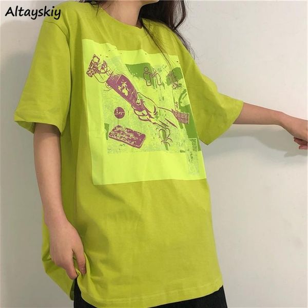 

women's t-shirt women short sleeve t-shirts printed trendy oversize harajuku high street all-match leisure vintage teens designed hipst, White