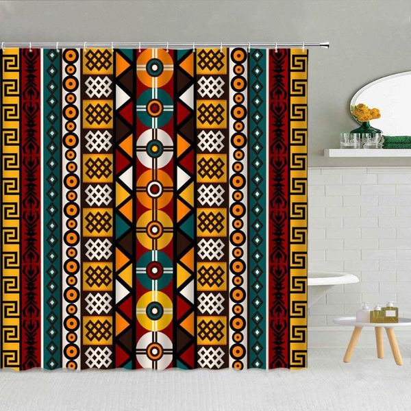 

color retro ethnic pattern shower curtain waterproof polyester fabric bath screen with hook home decor 3d printed curtains