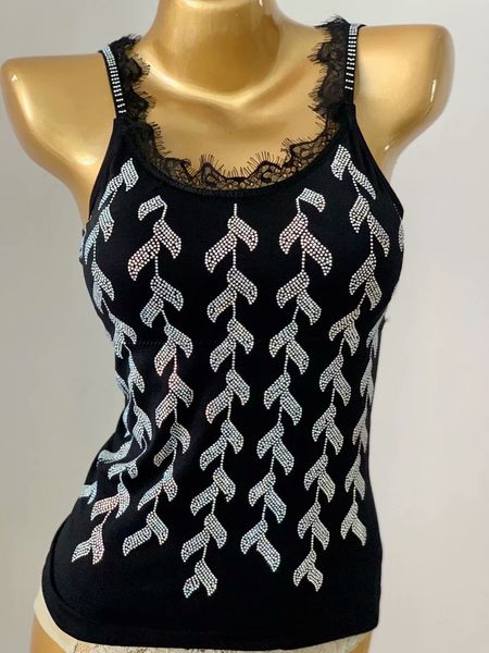 

wanlizi small sling vest womens outer wear fashionable summer net red beauty back popular inner wear large size stretch light diamond base c, Black;white