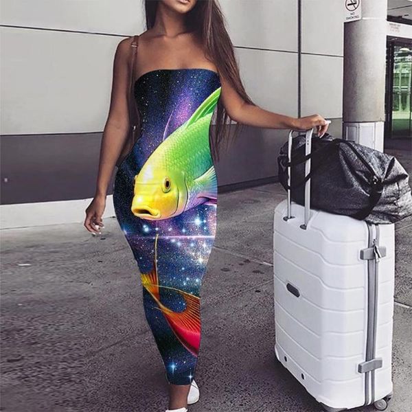

casual dresses kyku fish dress women space galaxy sundress colorful ladies nebula bodycon animal boho womens clothing elegant, Black;gray