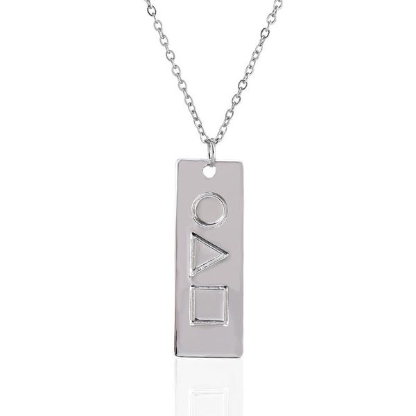 

pendant necklaces 20pcs skwid game necklace logo red light green the man with umbrella movie lover jewelry whoelsale, Silver