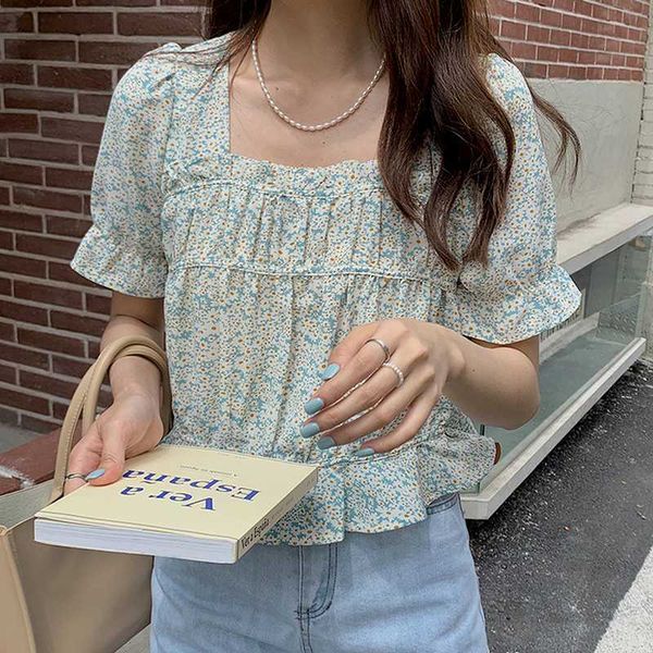 

floral bohemia blouses for women french style chiffon sweet fresh shirts female elegant korean all-match woman 210525, White